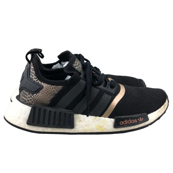 ADIDAS Originals Women's 7 NMD R1 Black Rose Gold Lace Up Athletic Sneakers